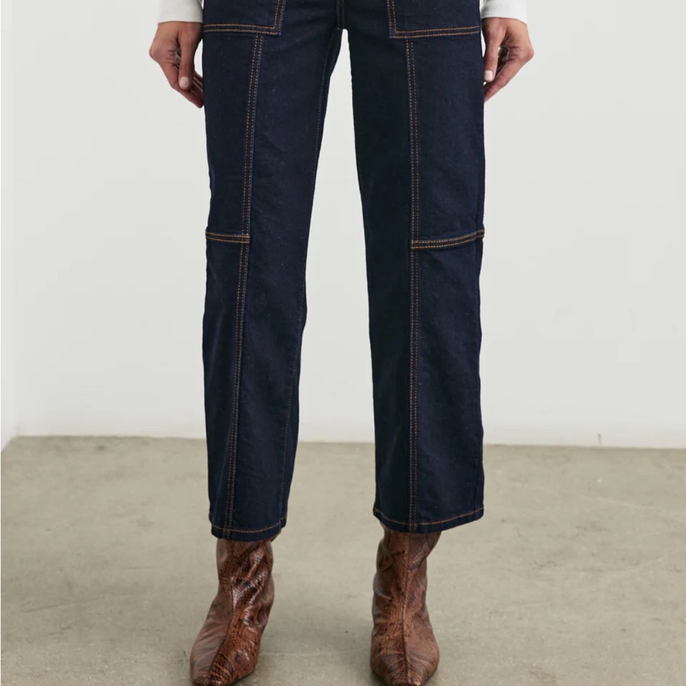 Rails Getty Cropped High Rise Blue Jeans with Wide Leg Fit